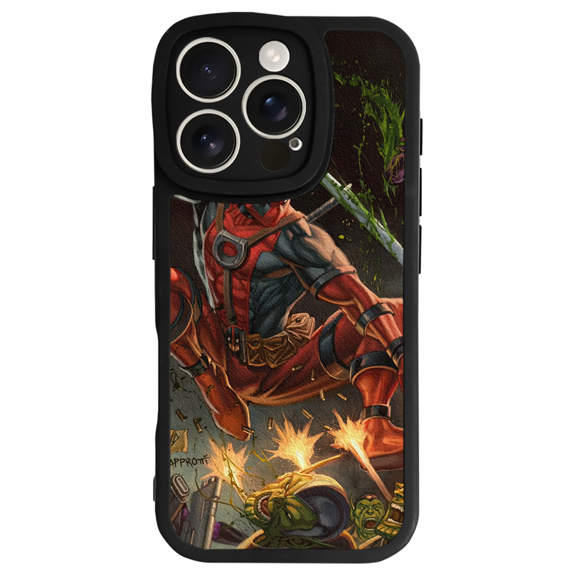 （画像用） Deadpool デッドプール 【iPhone 16シリーズ対応】シリコンスマホケース（レザー調） 材質：シリコン